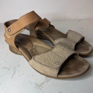 Mephisto Pattie Sandal Taupe Leather Slingback Ankle Strap Shoes 37 EU 7 US